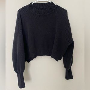 Free People Easy Street Crop Pullover Sweater - Black